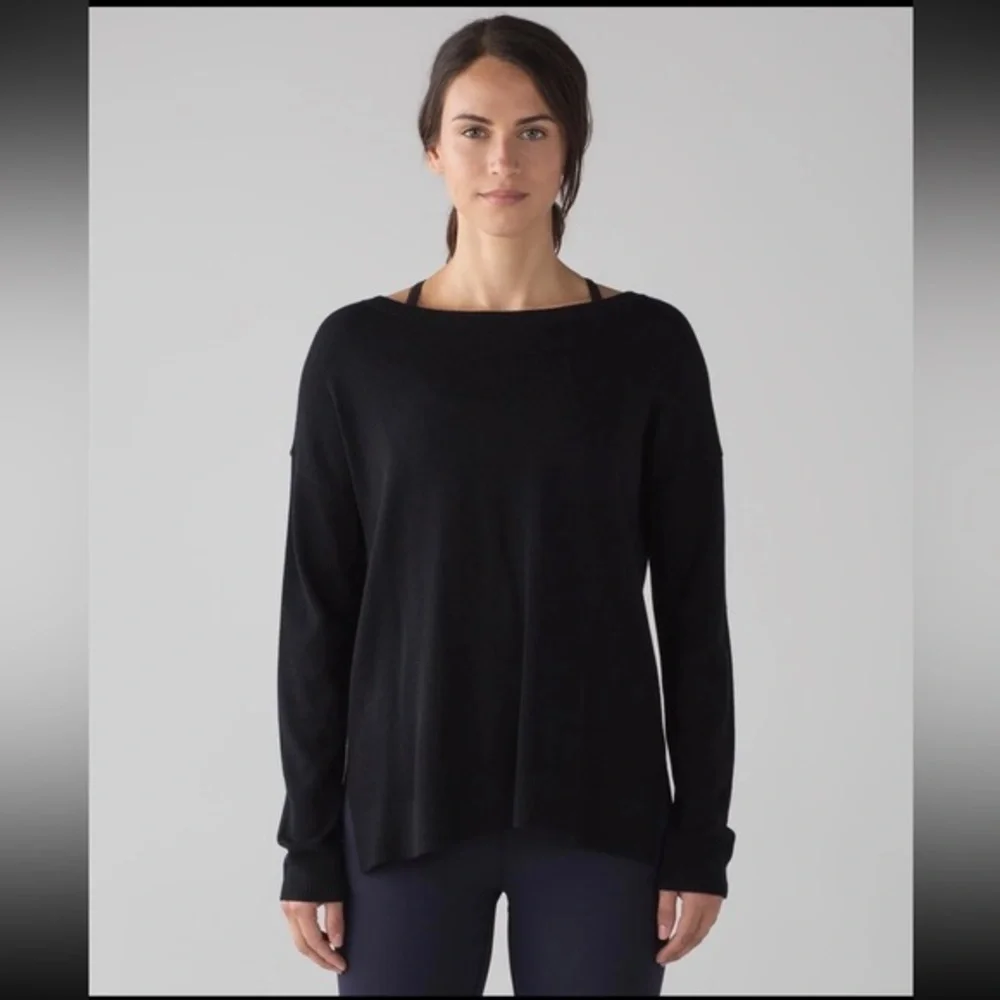 Lululemon Well Being Sweater‎ Women’s Size Small Black Boolux Cashmere Blend